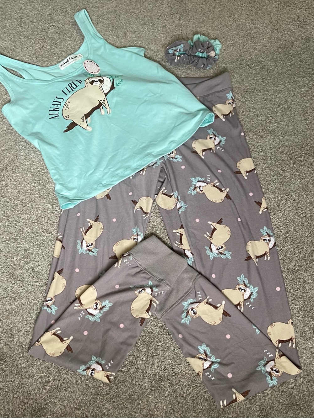 Weekend Edition Mint Sloth Tank Top - "Always Tired" Charolette Russe